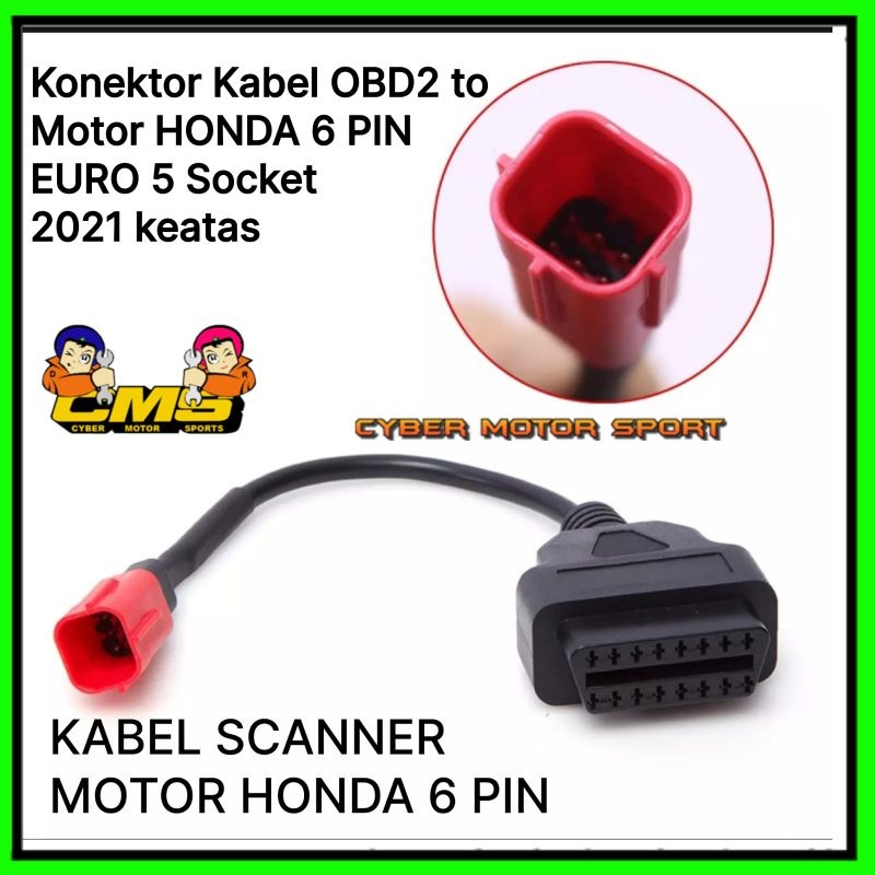 Kabel scanner motor obd2 ke 6 pin. ecu scanner cable konektor Euro 5 motor. DLC cable socket diagnos
