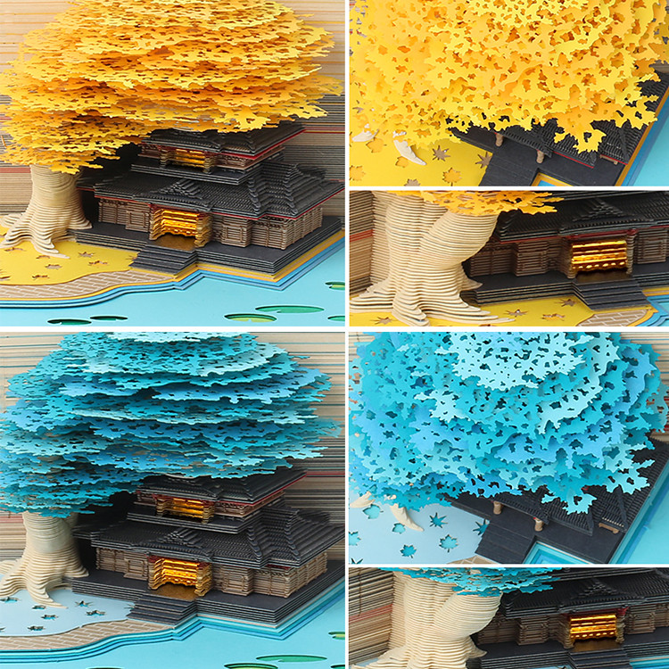 

Decorations 3D Memo Pad Custom Sticky Note Tree House With LED Light Notepad Stationery Gift Items