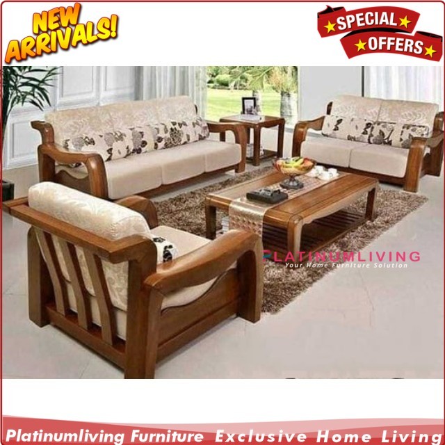 Kursi tamu kayu jati dudukan busa tebal sofa tamu modern terbaru - 211 Tanpa Meja