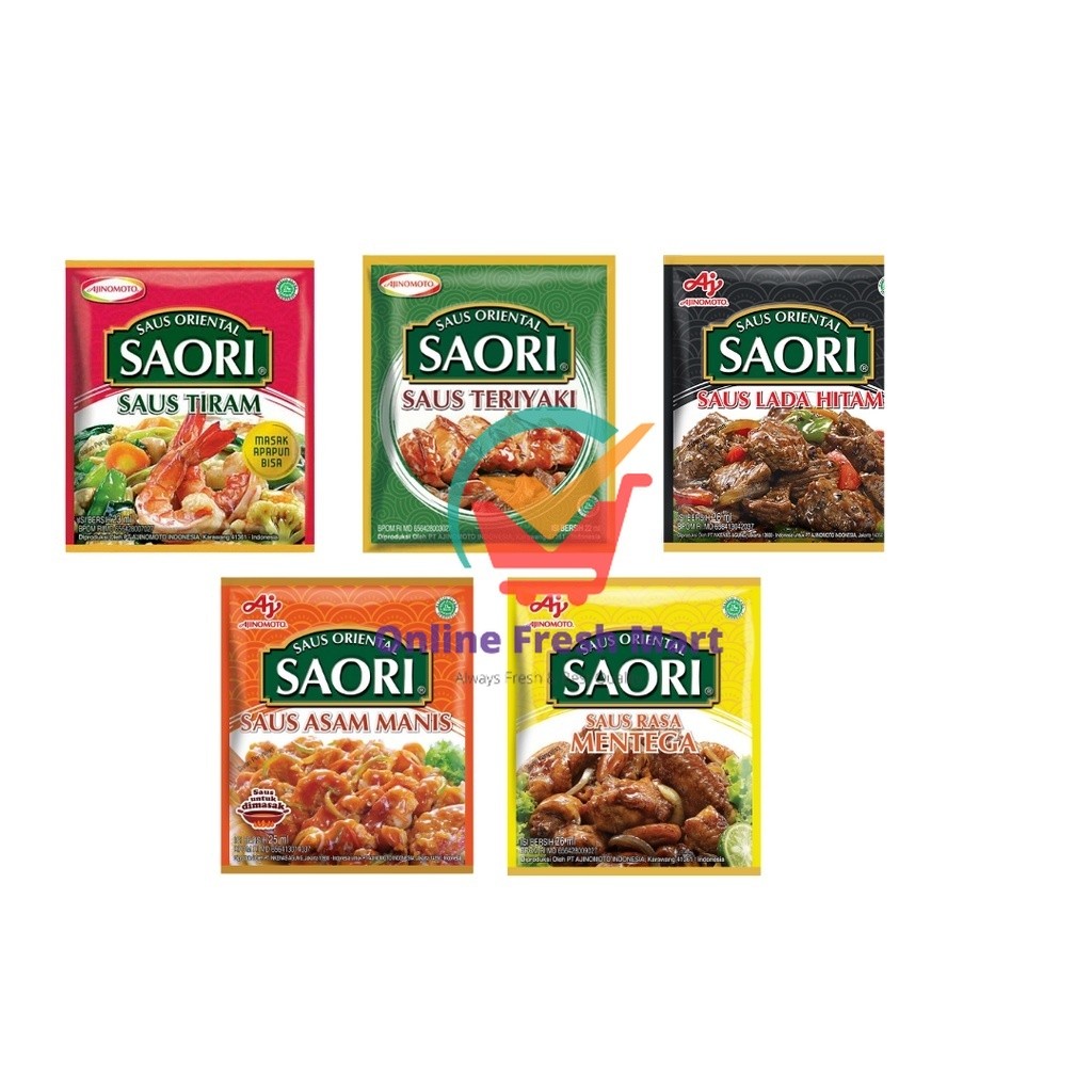 

SAORI Saus Oriental Lada Hitam Tiram Teriyaki Mentega Asam Manis Sachet - Online Fresh Mart Denpasar