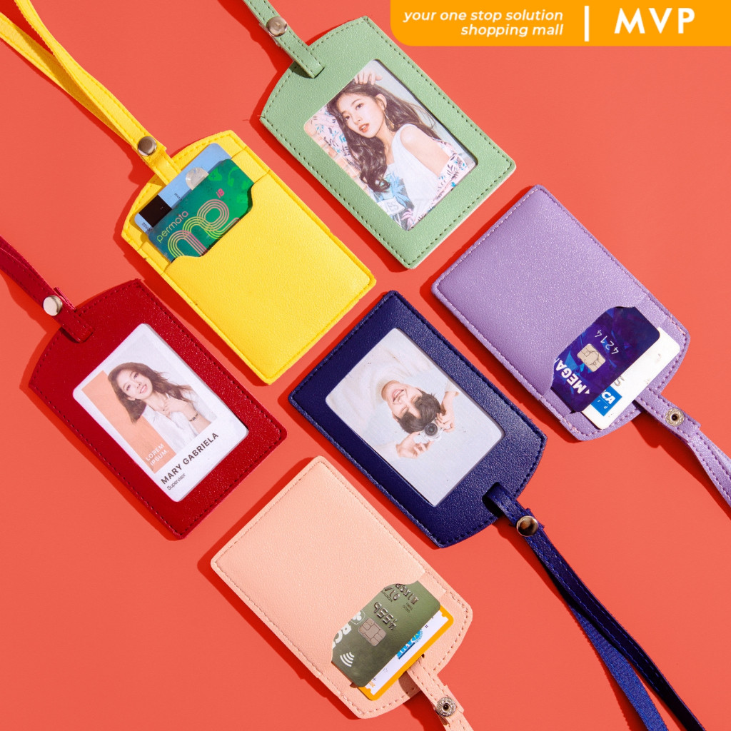 

MVP ID Card Kulit Kancing Name Tag Kulit Tempat Kartu ID Card Holder