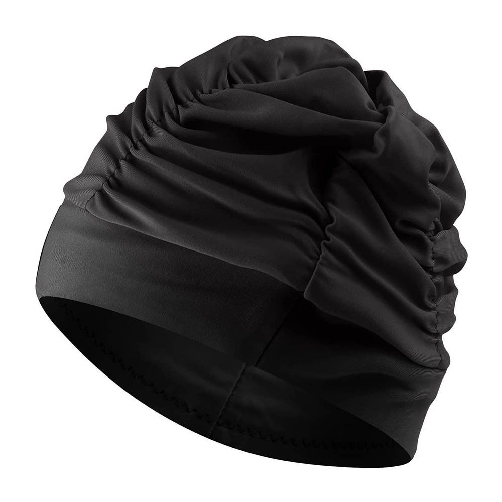 Fabric Swim Caps for Women Swimming for Long Hair Nylon Cloth Swim Cap Pleated Elastic Comfort Bathi