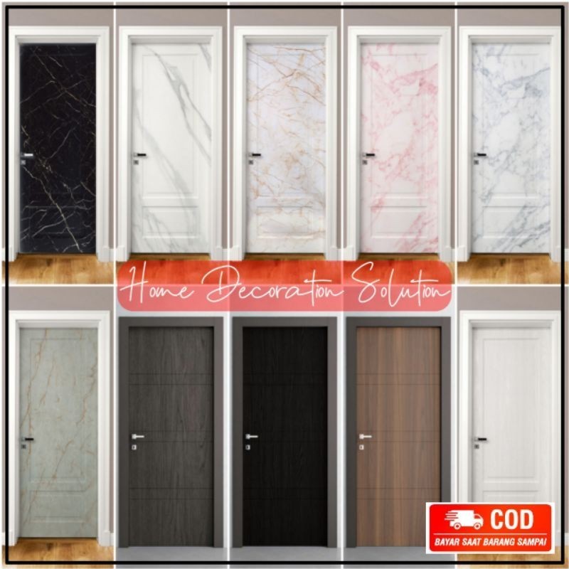 stiker pintu kmarmandiStiker Pintu Rumah Kamar Mandi Anti Air Lebar 122 Cm Motif Marmer dan Serat Ka