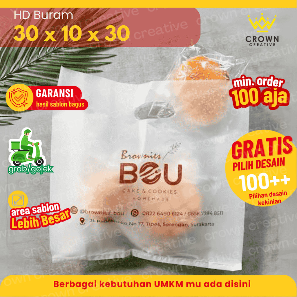 30x10x30 (SABLON) HD BURAM / PLASTIK PLONG BURAM / KANTONG BURAM / PLASTIK TOKO ROTI / PLASTIK JCO