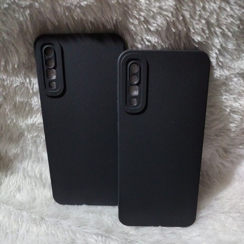 SoftCase Pro Camera Black Hitam Samsung A7 2018/A70 Silicone Case Macaron Pelindung Cover Belakang H