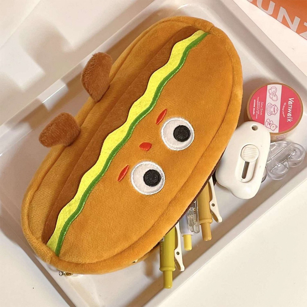 

【COD】Pencil Case Kain Kotak Lucu Karakter Roti/ French /Toast/Hamburger Pensil Sekolah Aesthetic