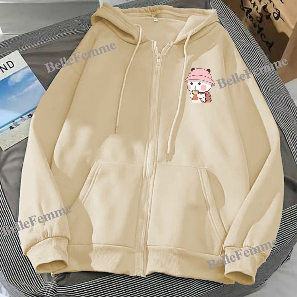 Jacket Zipper Resleting L XL XXL XXXL XXXXL Hoodie Wanita Pentol Boba Cute Jacket Couple Bertie Cewe