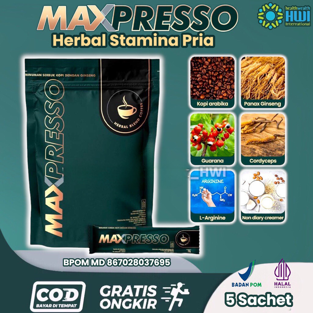 

MAXPRESSO HWI Original 100% Kopi Maxpresso Coffee Ginseng Herbal Stamina Pria Paling Ampuh