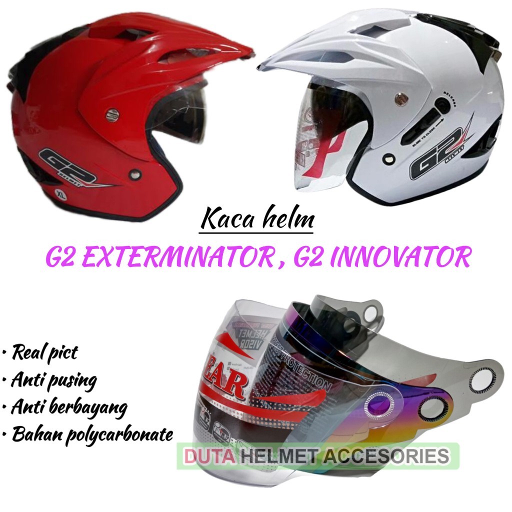 Kaca helm G2 EXTERMINATOR visor helmet G 2 INNOVATOR hitam pelangi bening