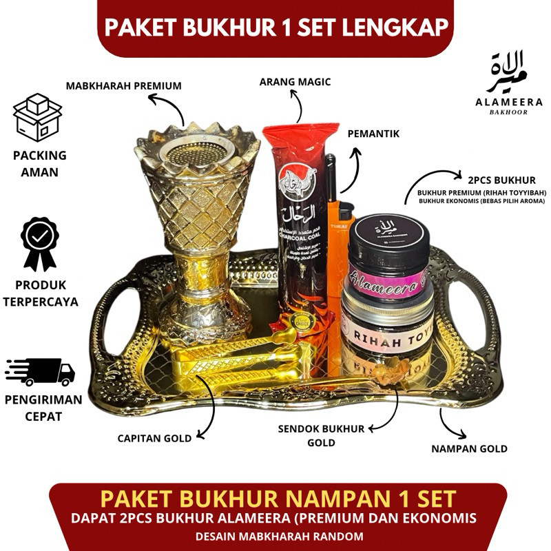 Bukhur Paket Nampan 1 Set Bukhur Aroma Wangi Tahan Lama Arang Magic Dupa Arab
