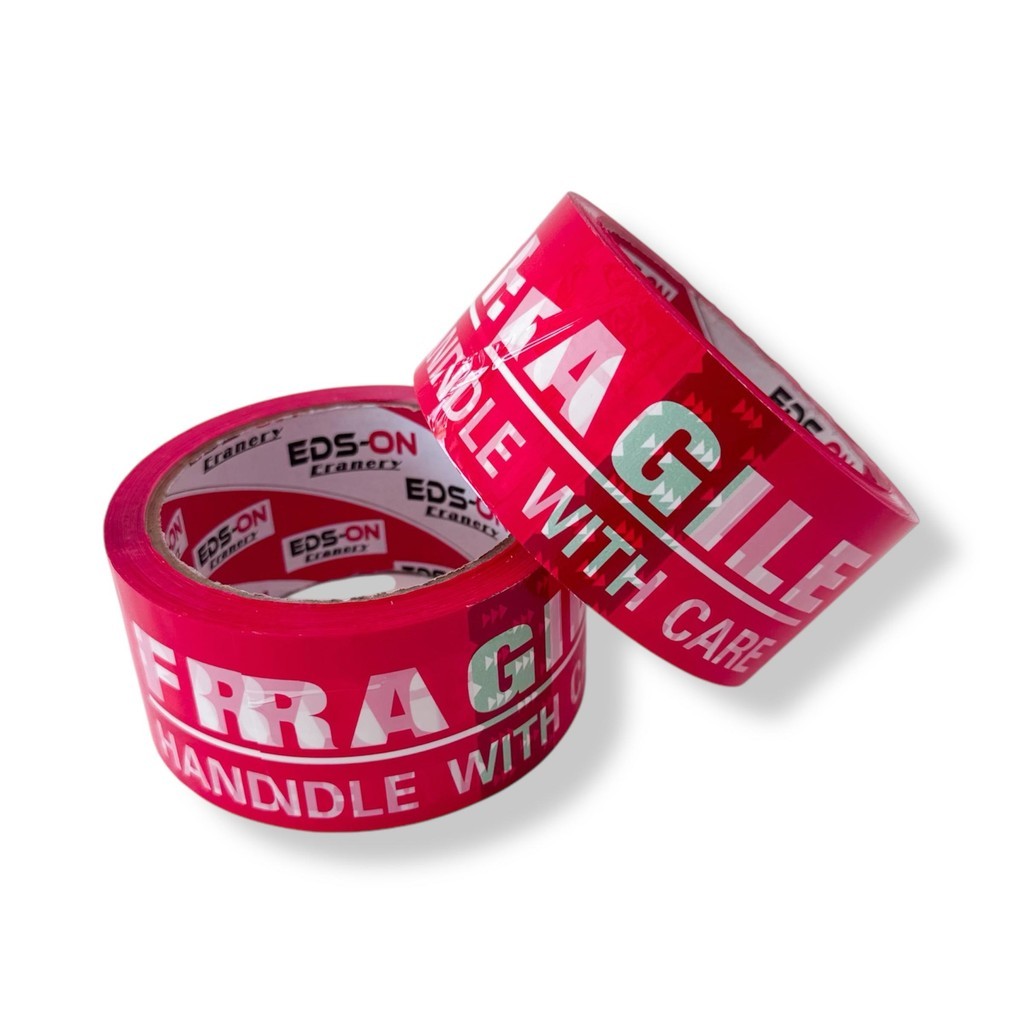 

LAKBAN FRAGILE 48METER x 50 METER / ISOLASI MERAH FRAGILE