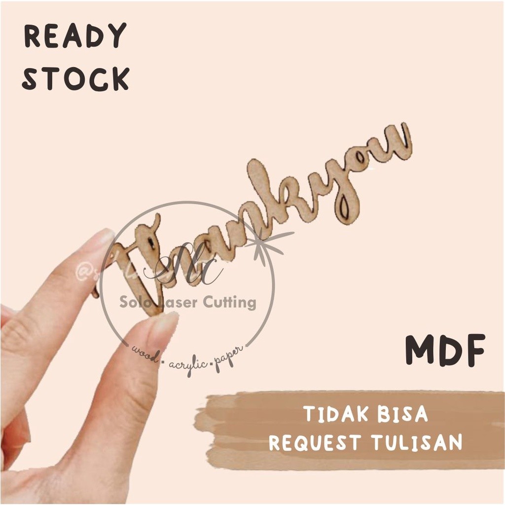 Chipboard ThankYou Text Scrapbook Kayu MDF / Plywood Dekorasi Kado THANKYOU TAG TANDA TERIMA KASIH H