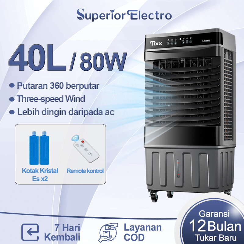 [COD]Superior Air Cooler Tangki Besar 40L Ac Portable Pendingin Ruangan 3 Kecepatan & Remote