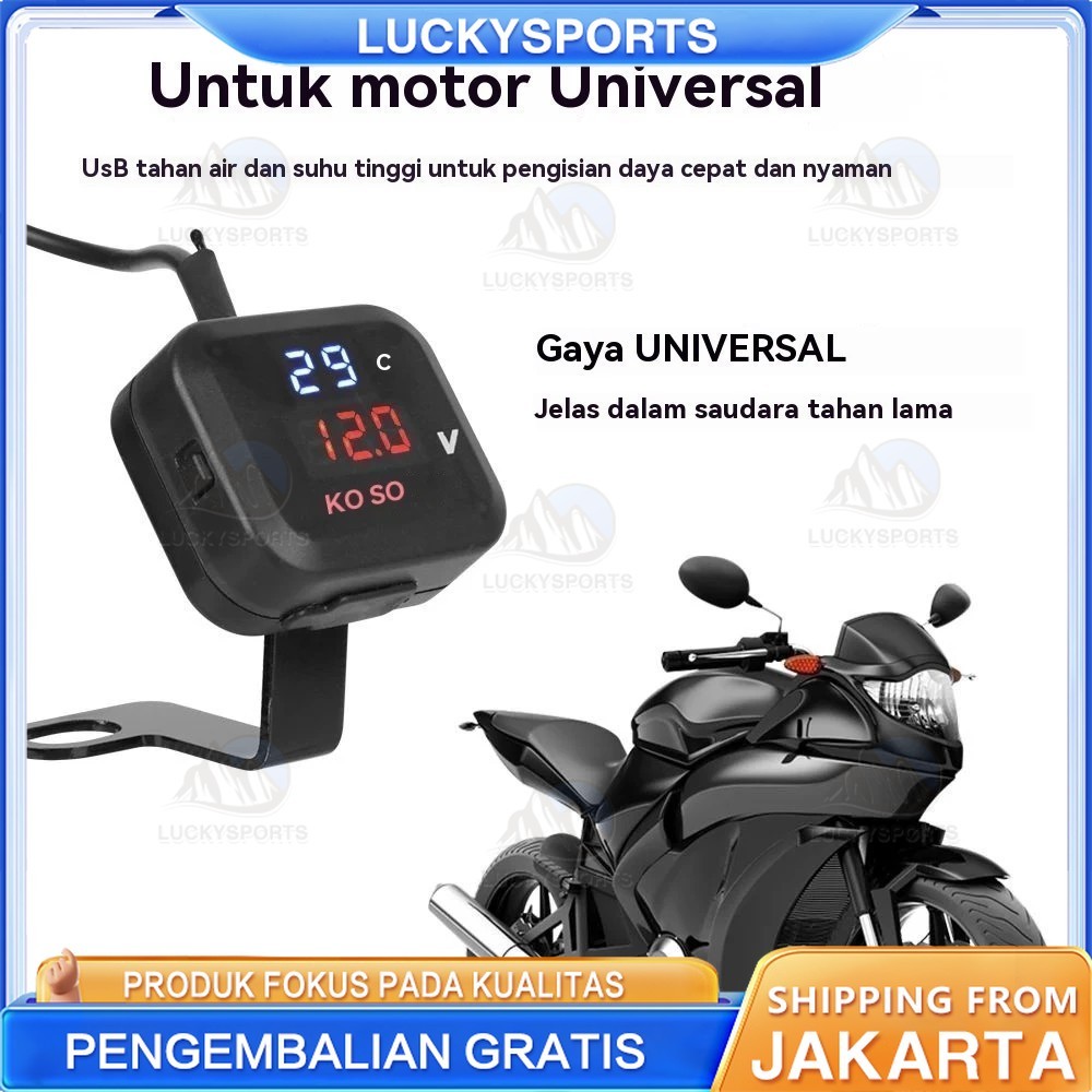 【NEW】Volt Meter Koso 3 in 1/Voltmeter 3 in 1 Koso Usb Anti Air Original/Voltmeter 3in1 Charger USB 2