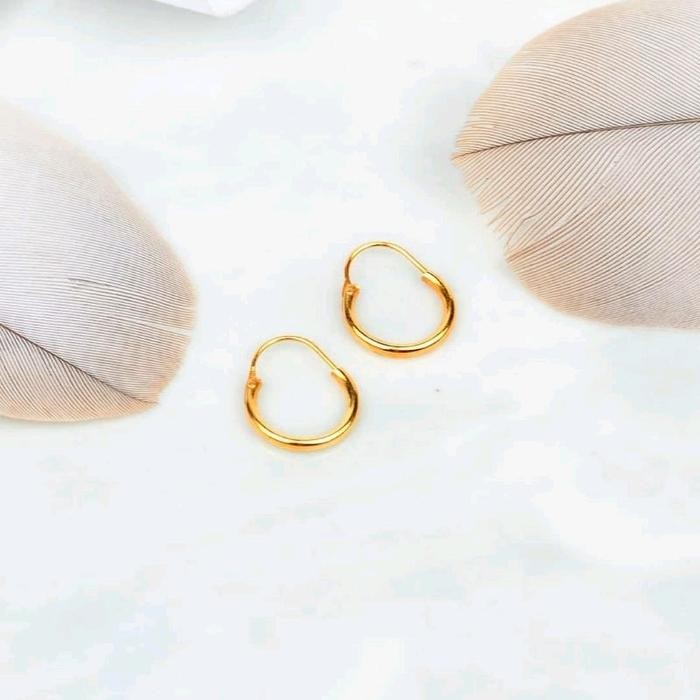 Anting Emas Tindik Baby Polos - Toko Emas Gadjah Gelang Bayi - Kuning, Kadar 8 K