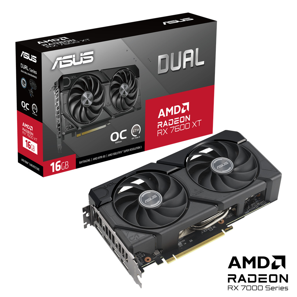 VGA ASUS DUAL RX 7600 XT / RX 7800 XT O16G – 16GB GDDR6 Dual Fan Gaming GPU