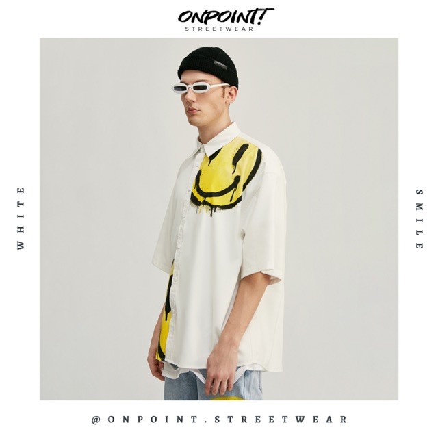 Smile shirt - kemeja pria oversize kemeja smile kemeja pria dewasa kemeja korea pria kemeja lengan p