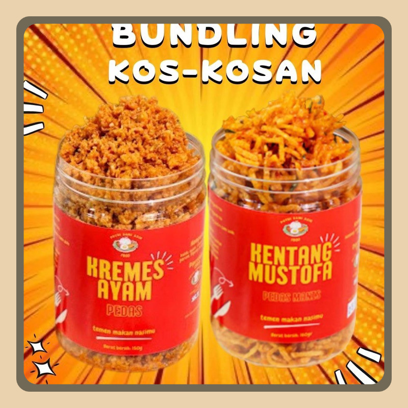 

PAKET ANAK KOSAN Kremes Ayam Pedas 180gr / Kentang Mustofa Pedas Manis 180gr Putri Sami Asih Food