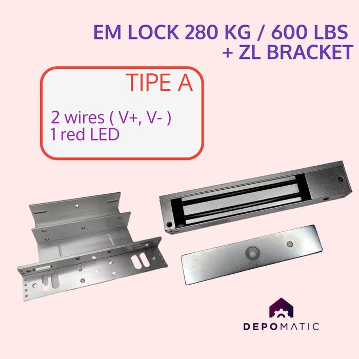 

EM lock emlock Magnet Lock Door 280 kg / 600 lbs with Bracket ZL - TIPE A