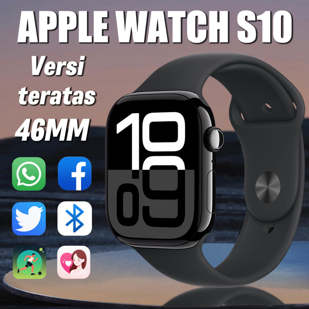 Apple Watch Series 10 GPS 46mm with Sport Band / Jam tangan pintar untuk Pria dan Wanita / Smartwatc