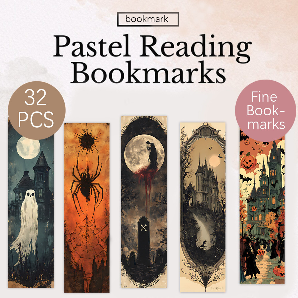 

32pcs, Retro Horror Bookmarks, Halloween, Skulls, Ghosts, Suitable for Teachers, Readers, and Book Lovers, Birthday Gifts
