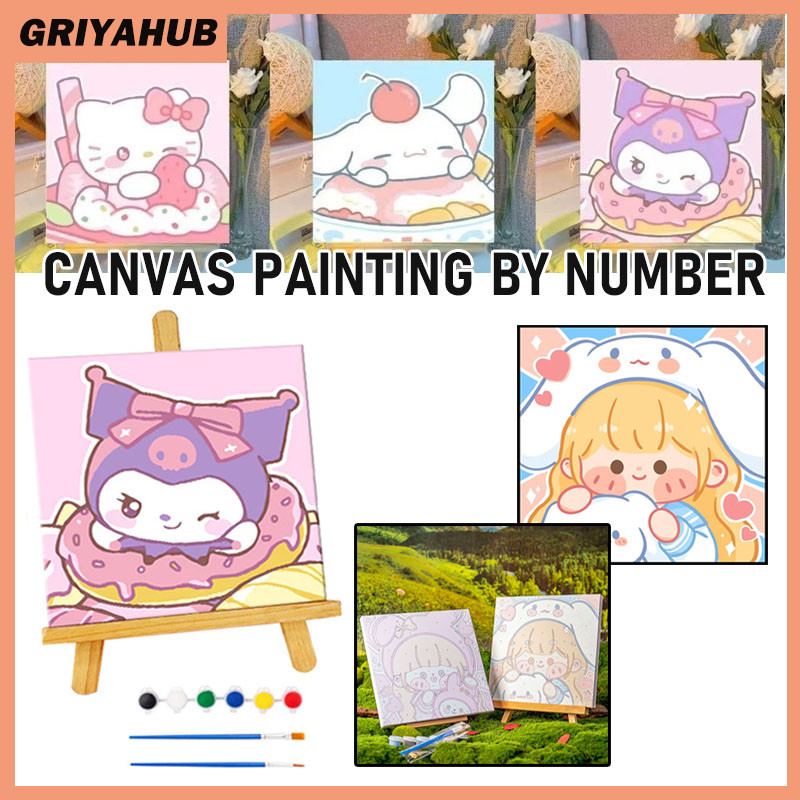 

Aesthetic Kanvas Lukis/Canvas Painting Kit Dengan Frame Lukis Painting By Number 20x20 CM