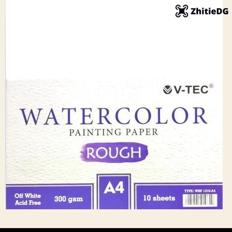 

(1 PACK = 10 LMBR A4 ) ROUGH 300 gsm Kertas Gambar Watercolor Vtec A4 / Water Color Paper / Kertas Watercolour Painting / Water Colour V-Tec