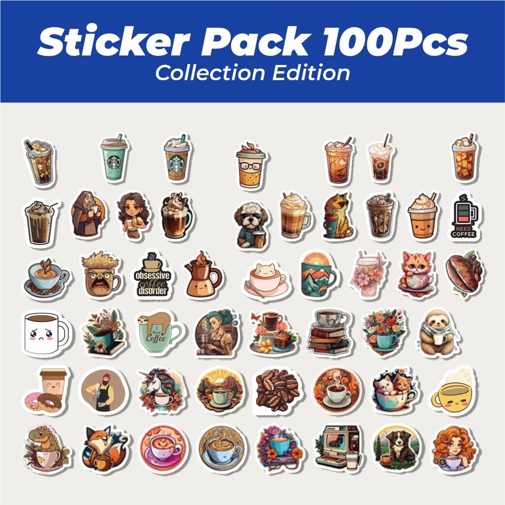 

Hot Stiker Coffe Art [Seni Kopi] Lucu Anti Air Stikers Berperekat Waterproof Sticker Decal Buat Motor Helm Buku Journal Koper Casing HP Laptop Botol Minum
