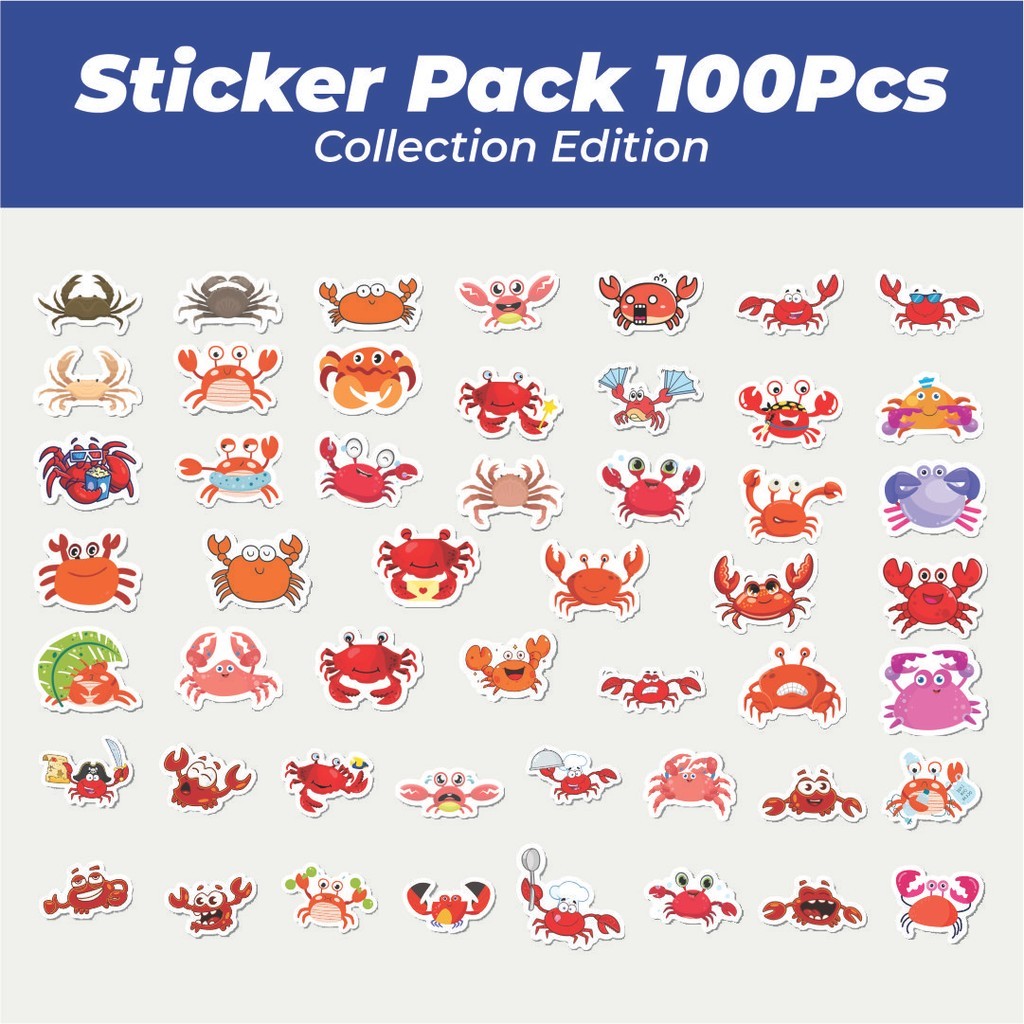 

Hot Stiker Hewan Kepiting Lucu Anti Air Stikers Berperekat Waterproof Sticker Decal Buat Motor Helm Buku Journal Koper Casing HP Laptop Botol Minum