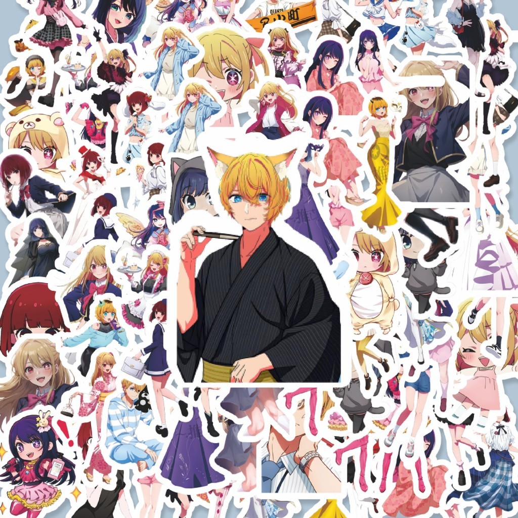 

100PCS Lucu Stiker Anime Oshi no Ko Stiker Aesthetic Stiker Anti Air Stikers Berperekat Waterproof sticker decal buat Motor Helm Buku Journal Koper Casing HP Laptop Botol Minum Hadiah anak
