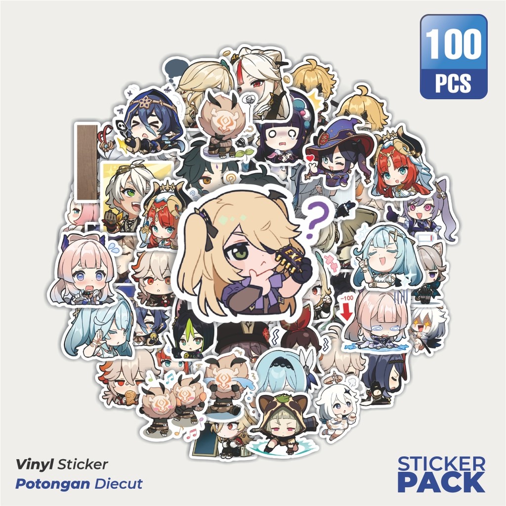 

MURAH 100 PCS Stiker Anime Ghensin Impact Versi 2 Waterproof Aesthetic- Untuk Laptop, Motor, dan Helm - Paper Stationery Pack