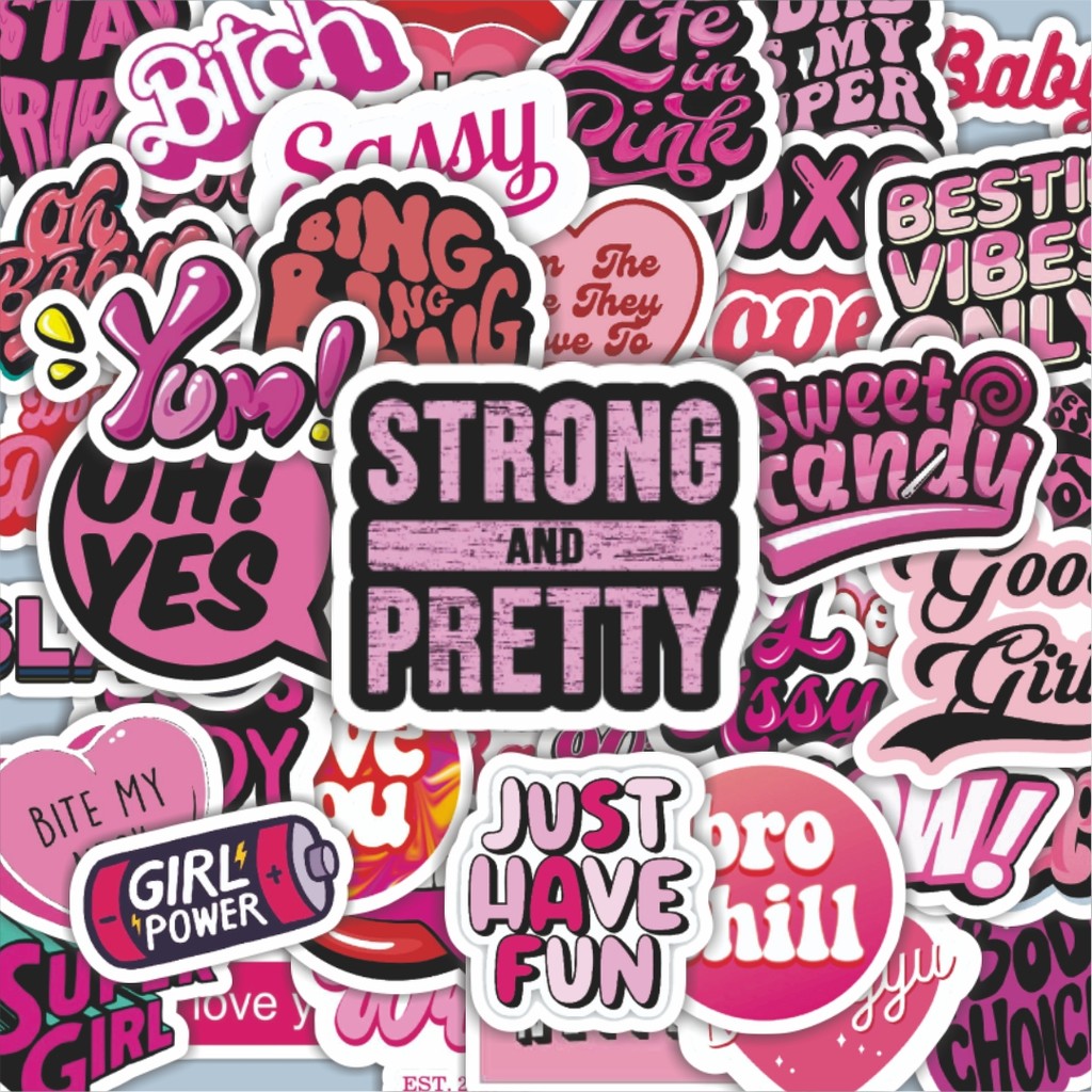 

100PCS Lucu Stiker Aesthetic Pink Y2K Stiker Aesthetic Stiker Anti Air Stikers Berperekat Waterproof sticker decal buat Motor Helm Buku Journal Koper Casing HP Laptop Botol Minum Hadiah anak