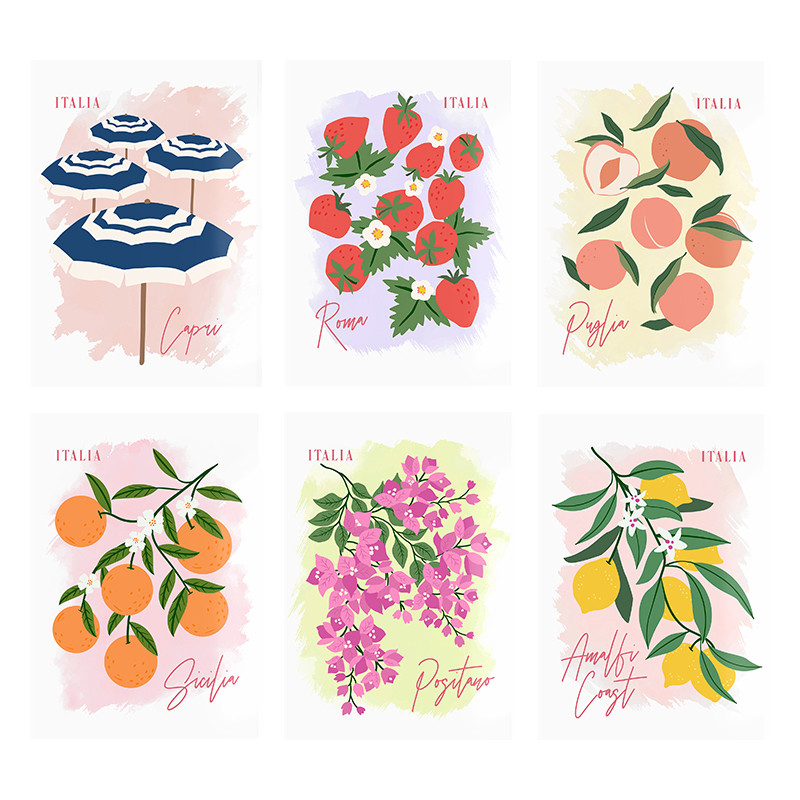 

Italy Fruit Market Poster Amalfi Coast Art Travel Aesthetic Prints Canvas Painting Wall Art Pictures Home Room Modern Decoration