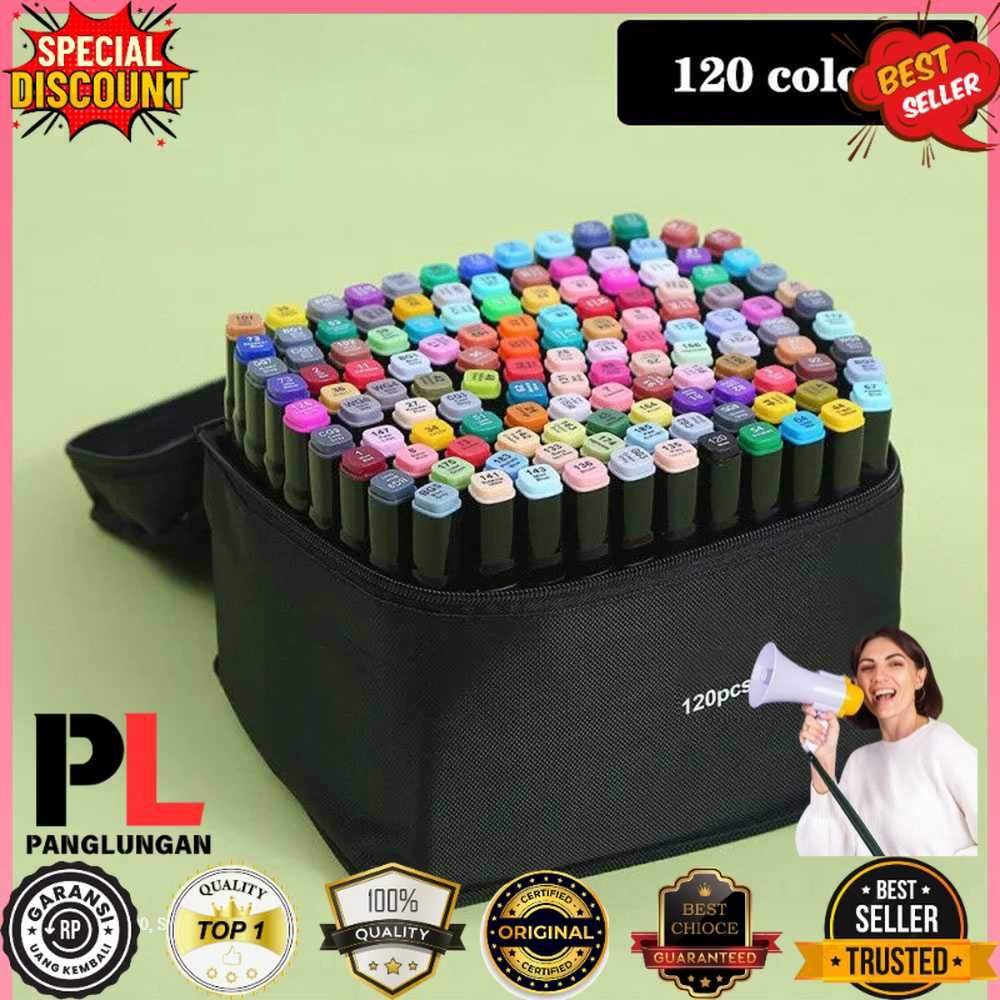 

Toddi Spidol Dual Side Fine Art Brush Art Marker Set 120 Warna - CY-006