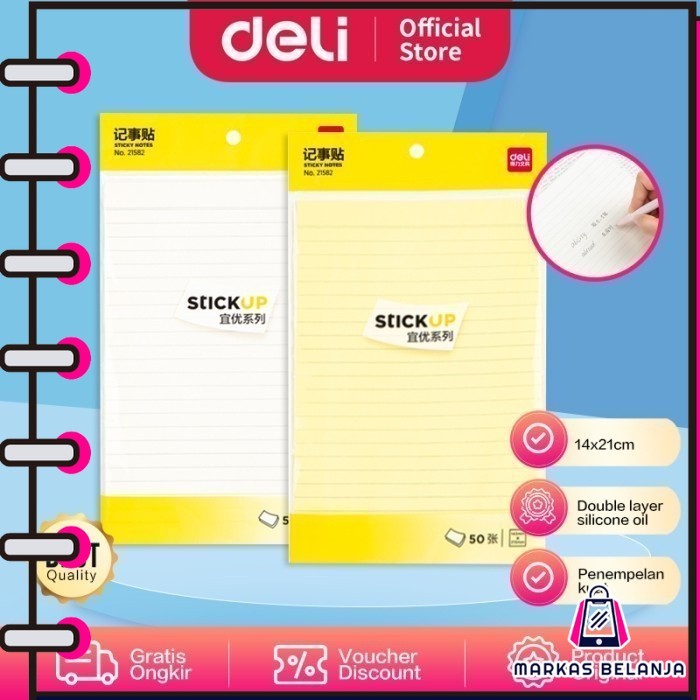 

MARKAS Sticky Notes / Memo Tempel Bergaris 50 lembar 20cm Lem Kuat 21582 Y1683