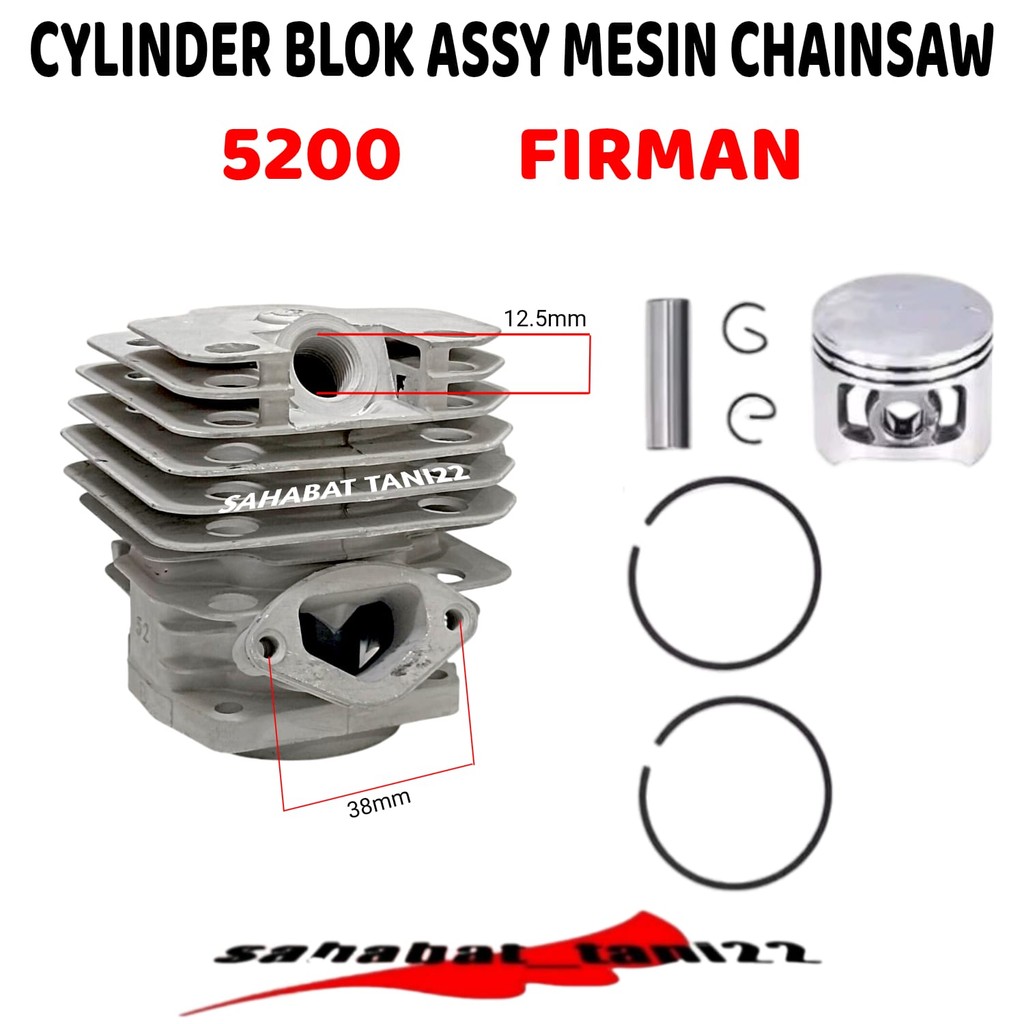 Cylinder Blok Assy Chainsaw Senso Simso Mini FIRMAN Dan BIASA Block Boringan KOMPLIT Mesin Chainsaw 