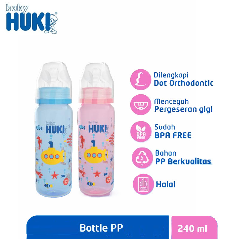 Botol Huki - Motif Kapal Selam Bahan Polypropylne (PP)/ BPA Free 240 ml berbentuk bulat dan mengguna