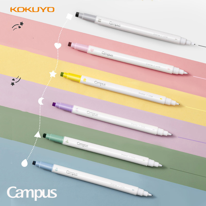 

1 Set Japan KOKUYO Kampus Penanda Garis Cap Highlighter Dua Ujung Dengan Cap Pena Lucu Siswa Student Supplies