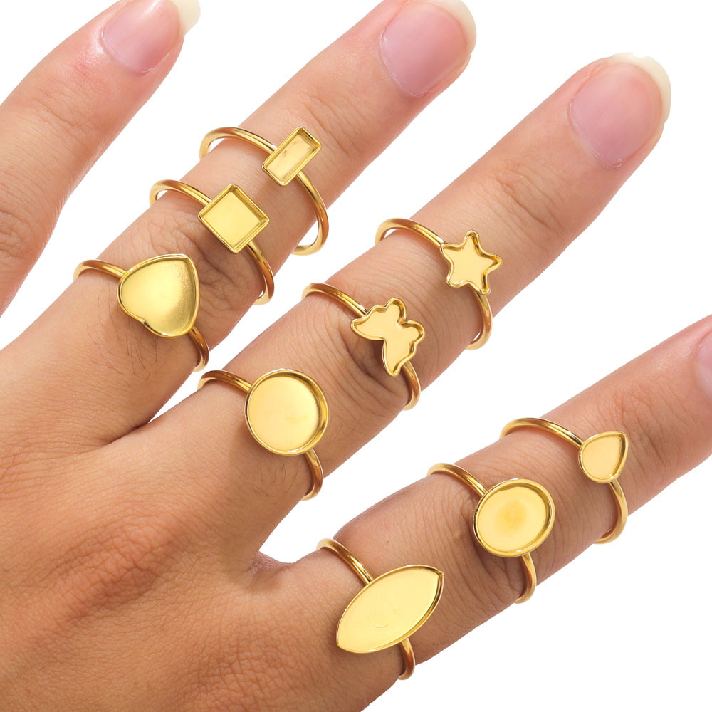 

10pcs Adjustable Stainless Steel Ring Base Bezel For Jewelry Making Cabochons Ring Settings Blank DIY Jewelry Making Supplies