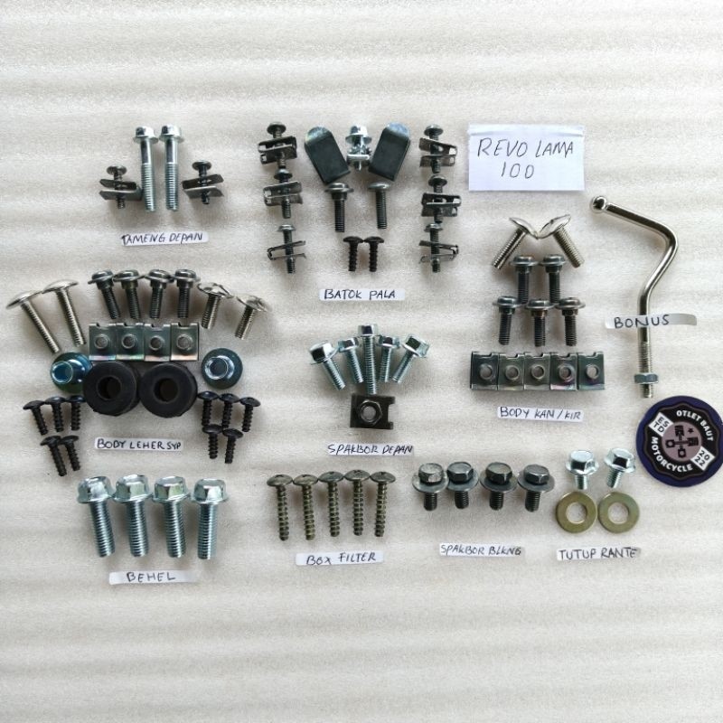 Baut Body Revo 100 Fullset / Baut Revo Lama Baut Full body Baut Motor Lengkap - MURAH