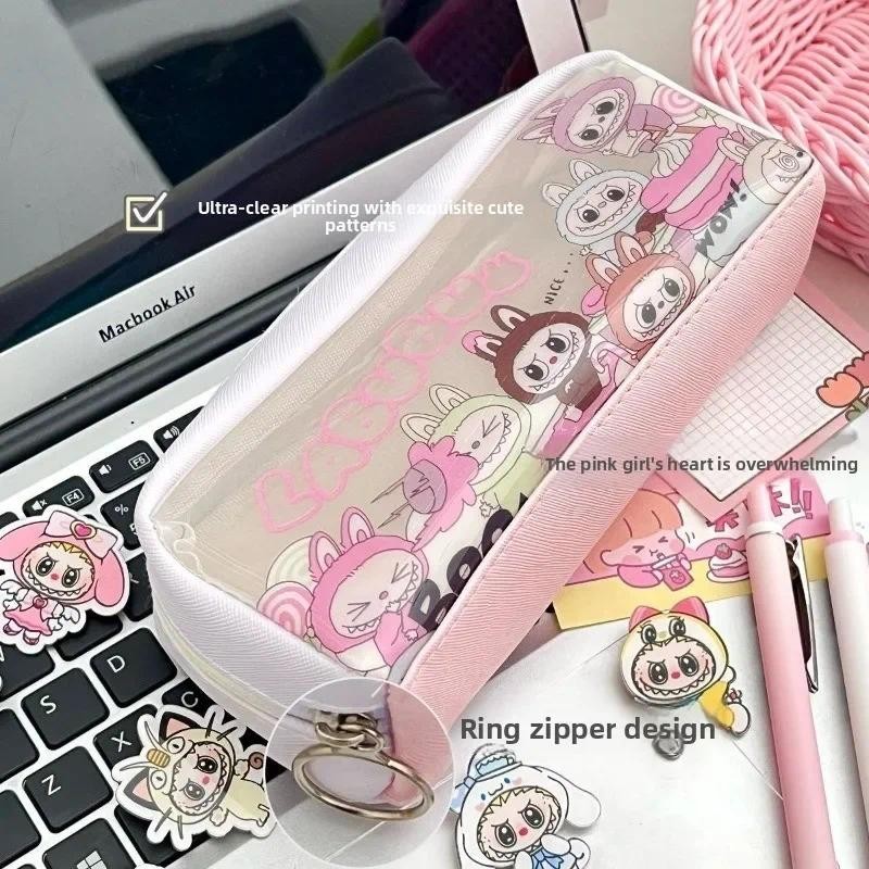 

Hot Selling Pencil Case Transparent Cartoon Large Capacity Pencil Case Stationery Storage Bag School Supplies Beginner Gift