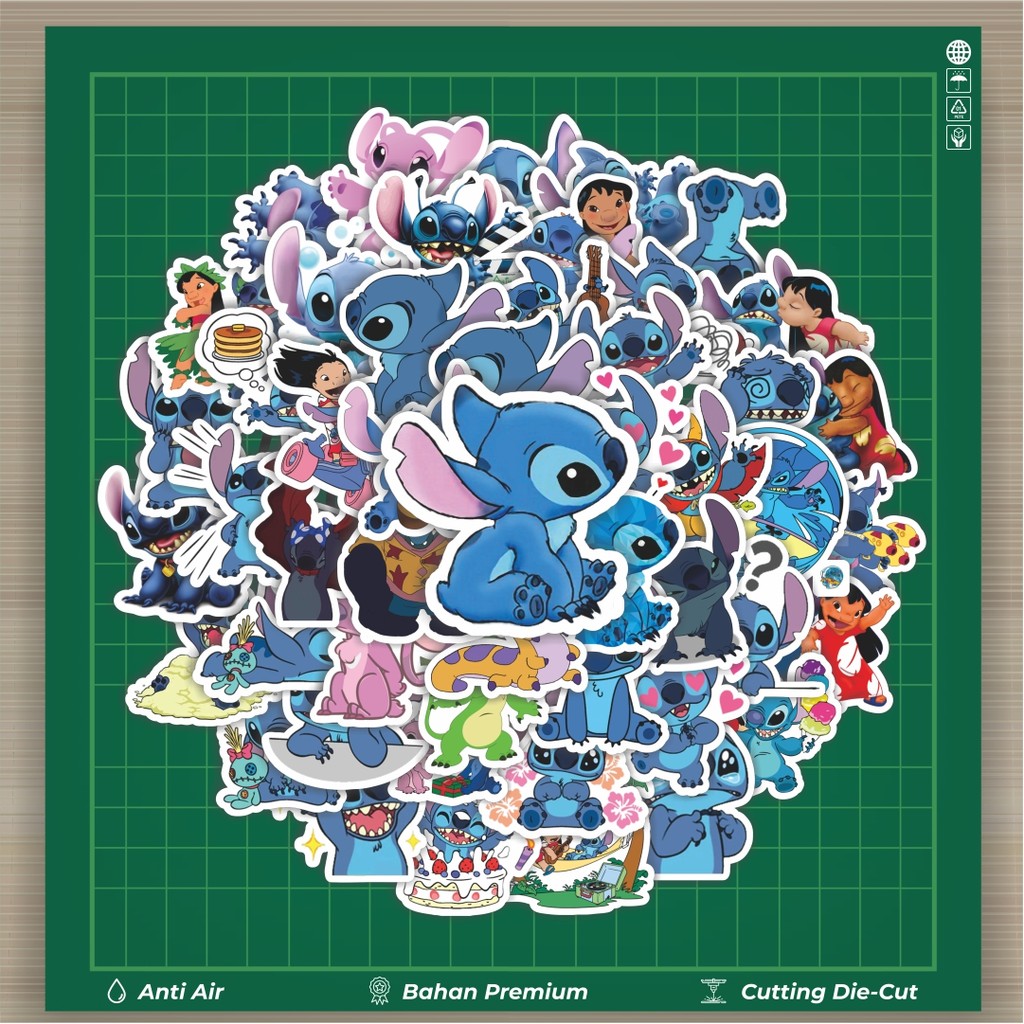 

HOT 50 PCS STIKER Stiker Kartun Disney Lilo & Stitch Stiker Fashion Cars Decal Dingin Kartu Album Custom Vinyl Anti Air- Sticker Aesthetic Buku Journal Koper Casing HP Tablet Laptop Helm Motor Botol Minum