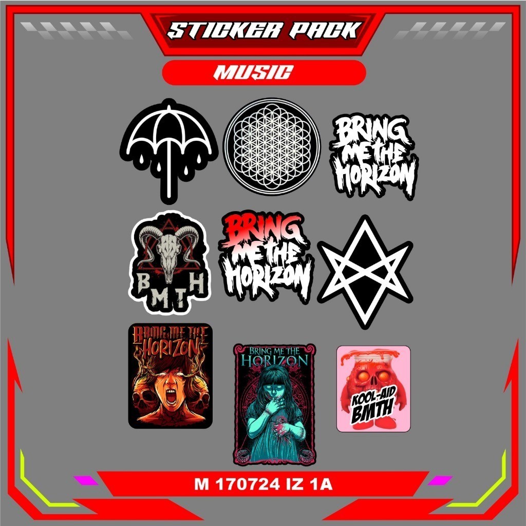 

Stiker Sticker Setiker Setikker Pack UV DTF Motif Music Putih Merah Hitam P77