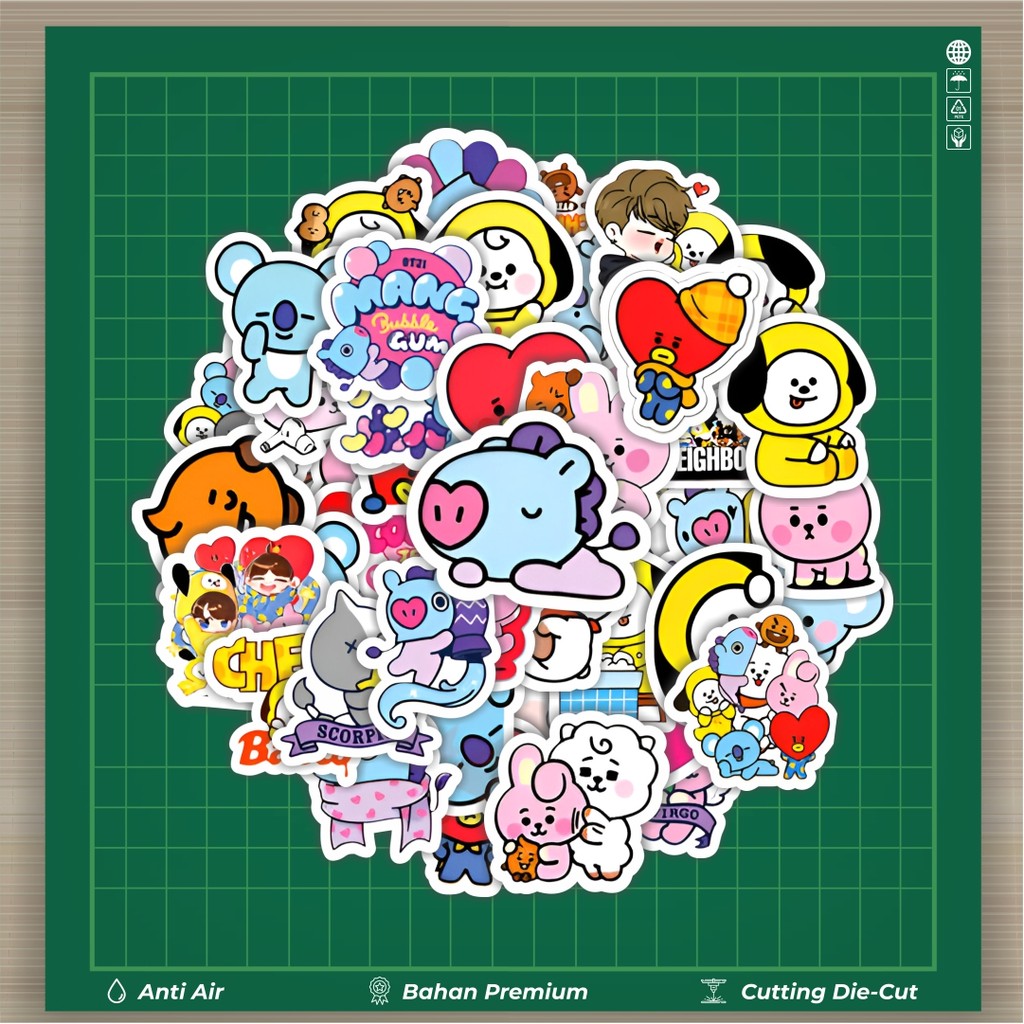 HOT 50 PCS STIKER Stiker BT21 BTS Stiker Fashion Cars Decal Dingin Kartu Album Custom Vinyl Anti Air
