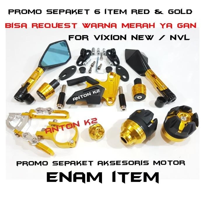 JALU BANDUL STANG CNC VIXION NEW-NVL VARIASI SEPAKET 6 ITEM - RED