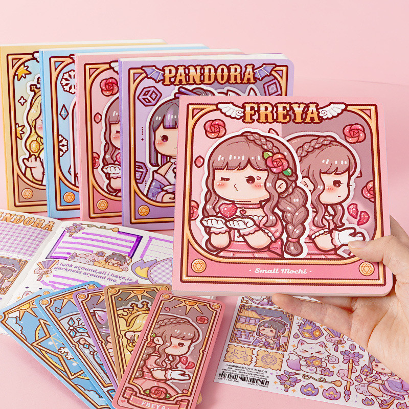 

Small Mochi Magic Series Square Book Cartoon Checkered Notebook Student Stationery Cute Girl Heart Handbook Kawaii Stickers