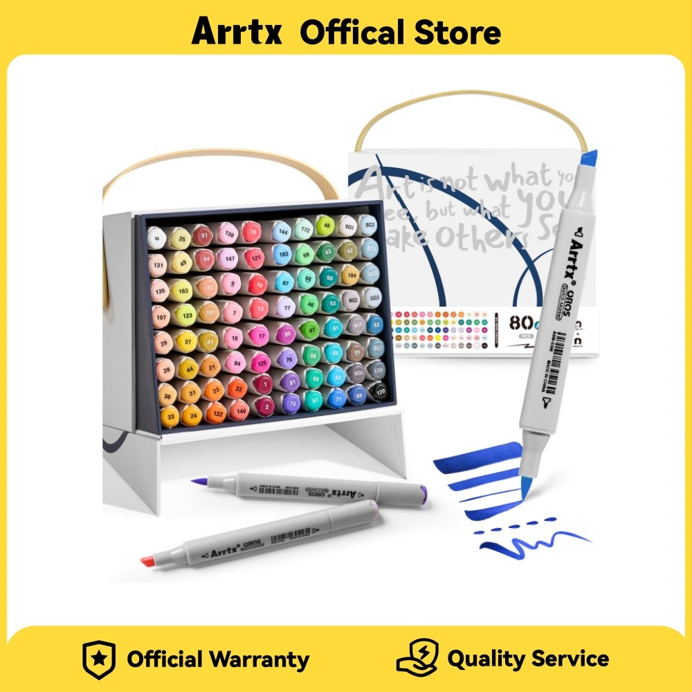 

Arrtx Alcohol Markers OROS 80 Colors -Brush & Chisel Tip Permanent Art Markers for Artists Adult Coloring Sketch Illustration