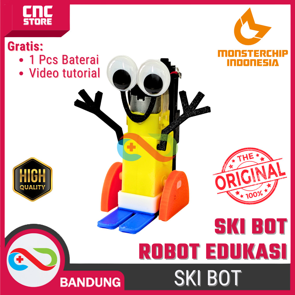 Ski Bot Mainan Edukasi Anak Kit DIY Robotika STEM + Gratis Baterai & Video Tutorial Monsterchip