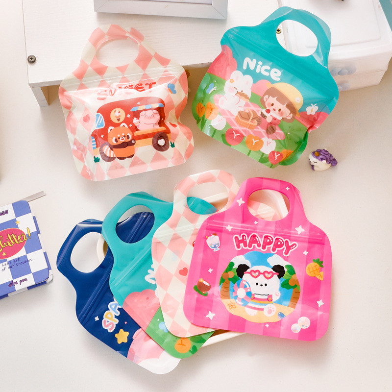 

Cartoon Sealing Bag Snack Cookie Packaging Bags Portable Storage Bag With Handle Children's day /Birthday Party Gift Candy Box