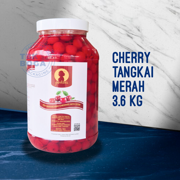 

Cherry Merah Pertiwi ( 3.6 kg ) Cherries Red Stem Maraschino Chery